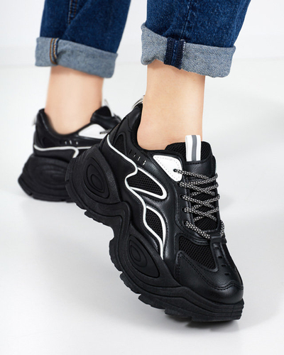 Fekete női tornacipő fehér Oirana betétekkel - Lábbeli