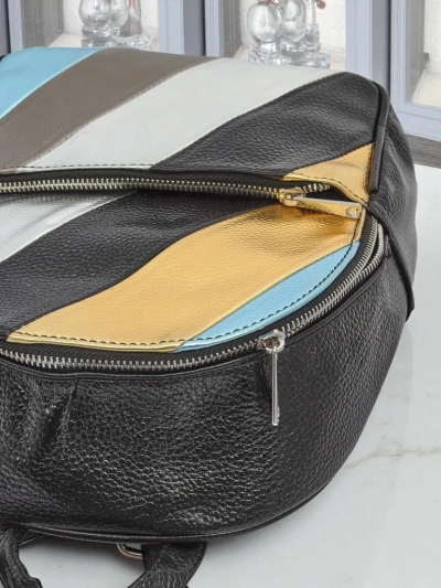 Royalfashion női hátizsák öko bőrből, csíkokkal Metallic Stripes