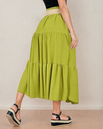 Royalfashion Női midi szoknya övvel