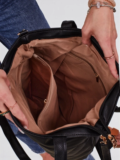 Aurora Maxima Milano Shopper A4 táska ökológiai bőrből, fekete, elegáns
