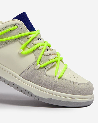 Fehér-szürke női sportcipő neonszínű cipőfűzővel Olierinc - Lábbeli