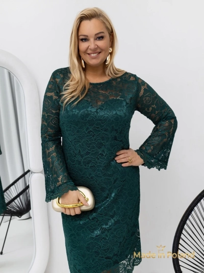 Csipkés női midi ruha széles ujjakkal Kiss Star