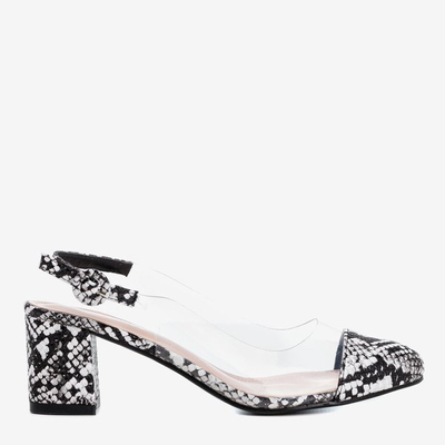 Fekete szivattyúk alacsony post a'la kígyóbőrön Evoria - Lábbeli