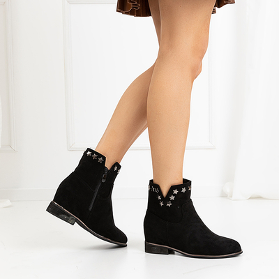 Fekete öko velúr csizma rejtett ékkel Mni-Buty