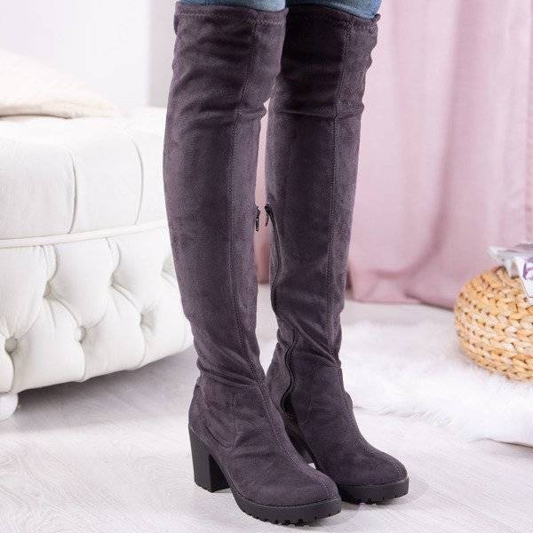 OUTLET Szürke csizma egy magasabb oszlopon Moccalinea - Lábbeli