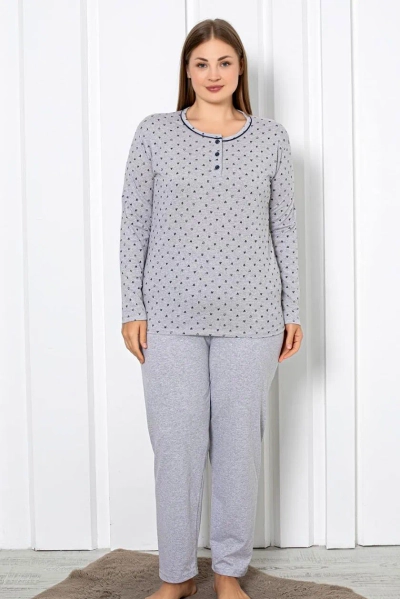 Royalfashion Női Pamut 2-részes Pizsamakészlet Szívmintás PLUS SIZE