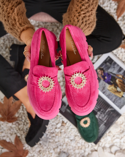Royalfashion Fuchsia női öko velúr mokaszin Likoki