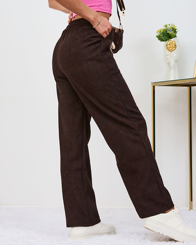 Royalfashion Melegített sötétbarna kordbársony női nadrág