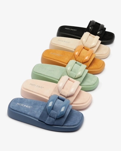 Barna női flip-flop öko-szarvasbőrből Omve - Lábbeli