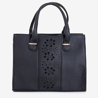 Női fekete táska virágos áttört díszítéssel - Kézitáskák