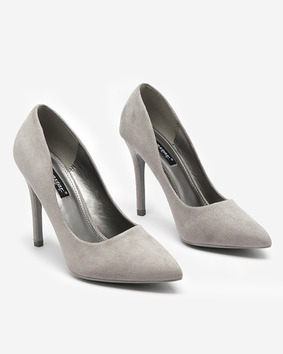 Szürke női öko-velúr pumpák magas sarkon Menitik - Ruházat