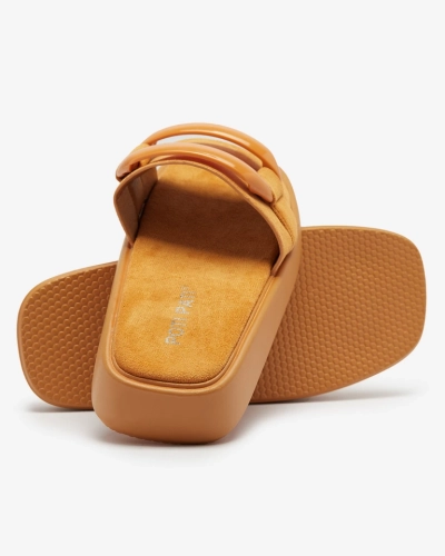 Barna női flip-flop öko-szarvasbőrből Omve - Lábbeli