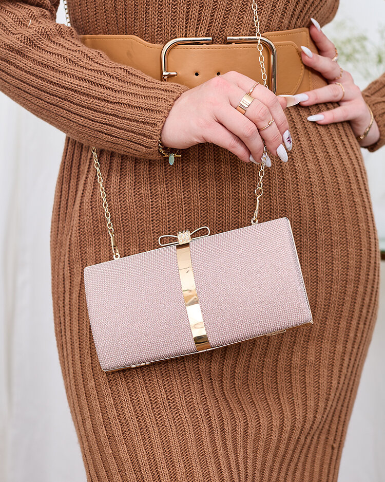 Royalfashion Rózsaszín és arany női kuplungtáska