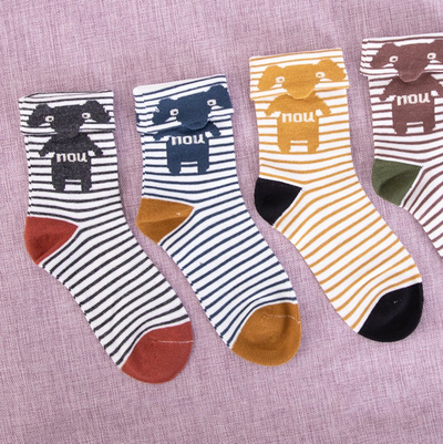 5 db / csomag többszínű csíkos zokni gyerekeknek - Zokni