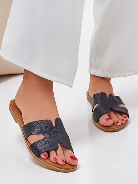 Királyi divat Lapos talpú női papucsok, hétköznapi stílusban