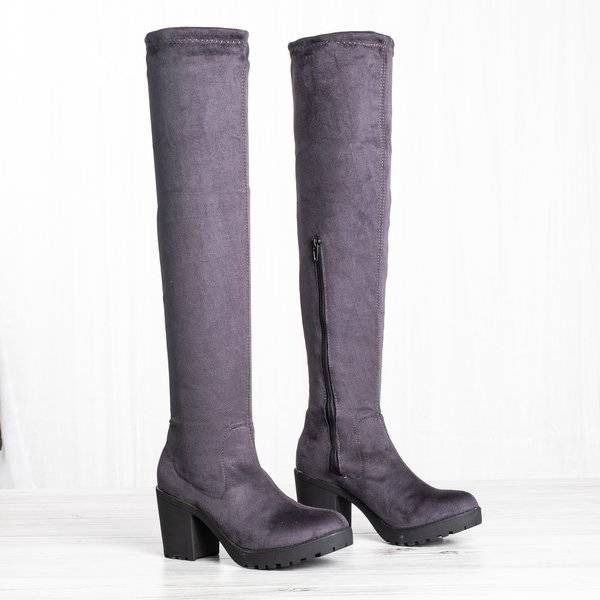 OUTLET Szürke csizma egy magasabb oszlopon Moccalinea - Lábbeli