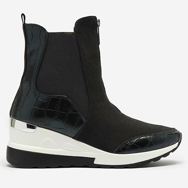 OUTLET Fekete női magasszárú tornacipő Looyis dombornyomással - Lábbeli