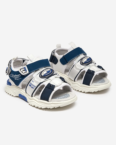 Fehér és sötétkék fiú szandál tépőzáras Roser-Footwear-rel
