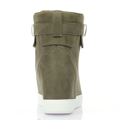 Zielone sneakersy na koturnie Jolie- Obuwie