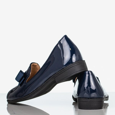 Granatowe mokasyny damskie lakierowane Holli - Obuwie