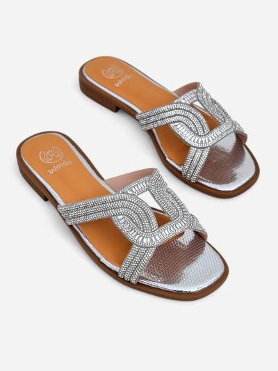 Royalfashion Ariadne ezüst szandál - lapos sarok, ökológiai bőr