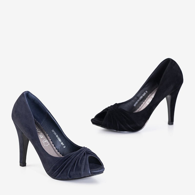 Fekete női szivattyúk tűsarkún, Faira szabással - Lábbeli