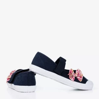 OUTLET Sötétkék gyerek tornacipő Gloriane masnival - Lábbeli