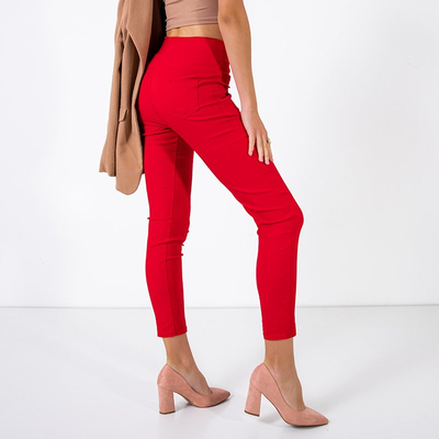 Női piros gombos treggings - nadrág