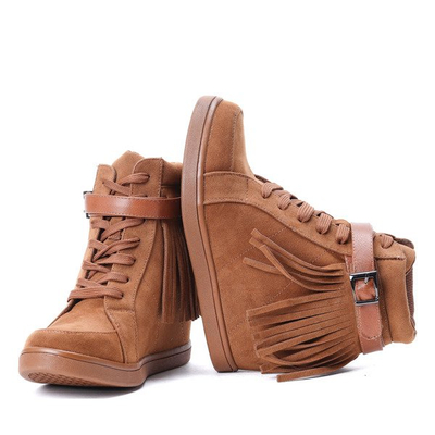 Botki na koturnie  - kolor camel - Obuwie