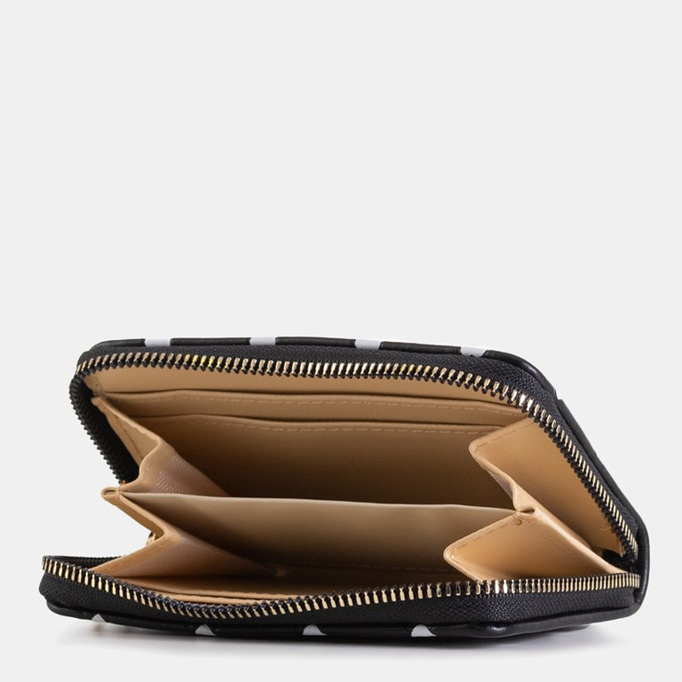 Fekete női pénztárca, fehér szívvel - Pénztárca