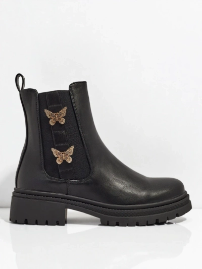 Bravelle műbőr női bokacsizma pillangókkal