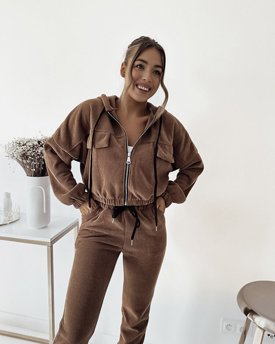 Royalfashion Női barna csíkos sport szett