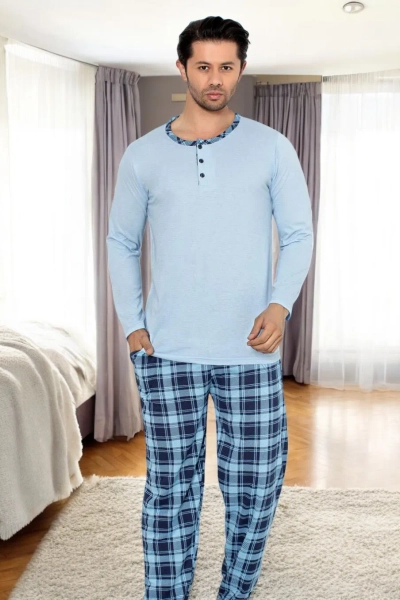 Royalfashion Férfi Pamut Kockás Pizsama