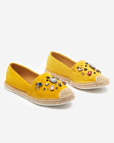 OUTLET Sárga, öko-velúr espadrillák nőknek cirkóniákkal Mediros - Lábbeli