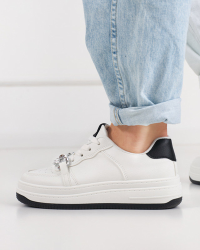 Fekete-fehér női sportcipő láncos tornacipő Nevito - Lábbeli