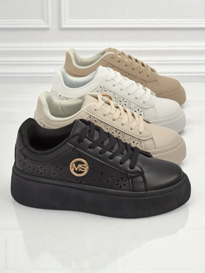 Női platformos sneakers Perseida Royalfashion fekete eco bőr