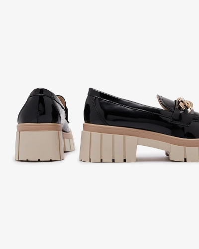 Lakkozott női mokaszin fekete színben Aquan- Footwear