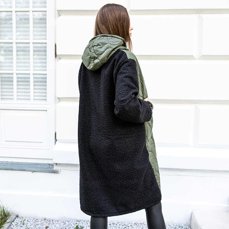 Zöld hosszú női steppelt kabát - Ruházat