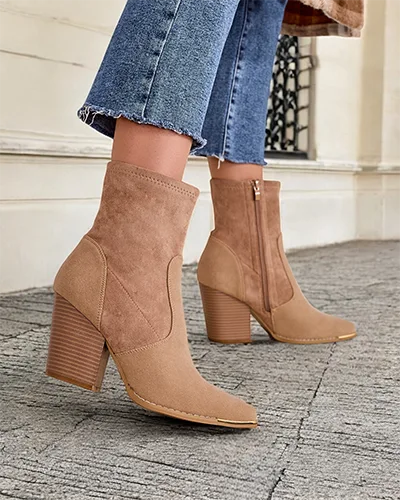 Royalfashion Női öko-bársony bokacsizma egy oszlopon Gris