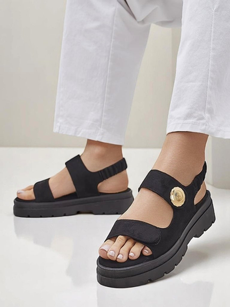 Royalfashion Anthea Nero női szandál - fekete velúr, 5 cm-es platform