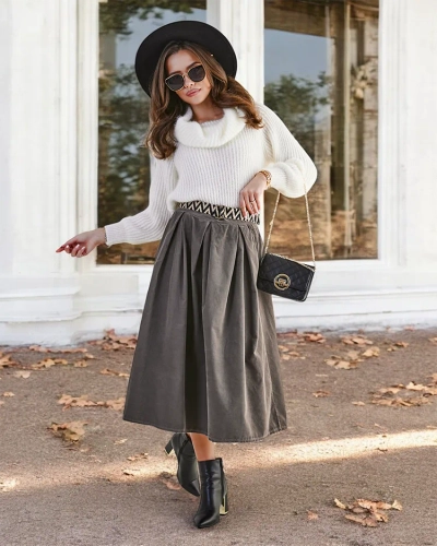 Royalfashion Női midi szoknya a' la velúr