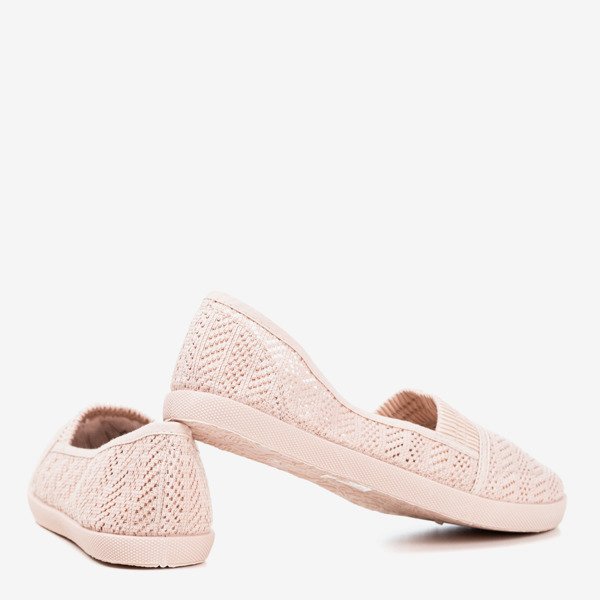 Jasnoróżowe damskie ażurowe slip - on Ticolisa - Obuwie