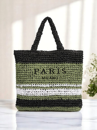 Royalfashion Nagy szalmatáska nőknek, Párizsi Csíkos