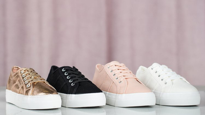 Różowe tenisówki na gumowej podeszwie Tymbis - Obuwie