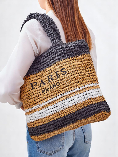 Királyi divat Nagy Szalmatáska Nőknek Párizsi Csíkos