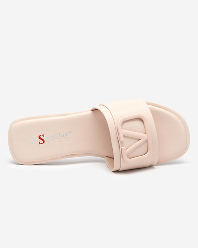 OUTLET Bézs színű női papucs eco bőrrel Cartec- Footwear