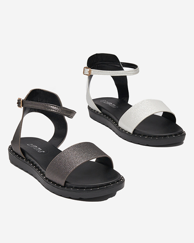 OUTLET Ezüst színű női öko-bőr szandál csillámmal Delika - Lábbeli