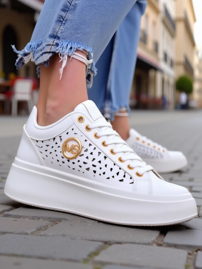 Aurelia Bianca – Fehér Platform Sneakers Royalfashion Ecru