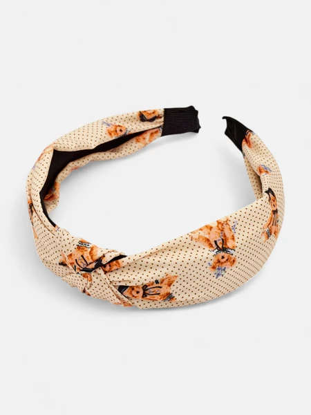 Royalfashion Fonott hajpánt pöttyökkel és macikkal