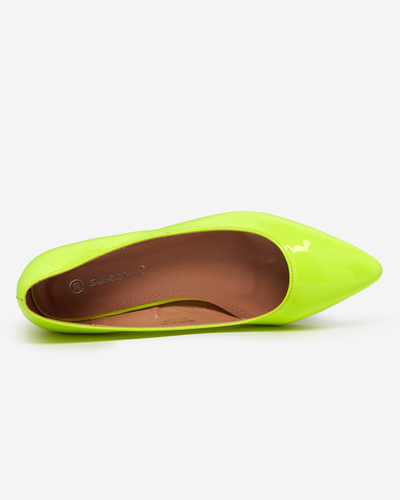 Neonsárga, lakkozott lapos sarkú pumpák Oki- Footwear